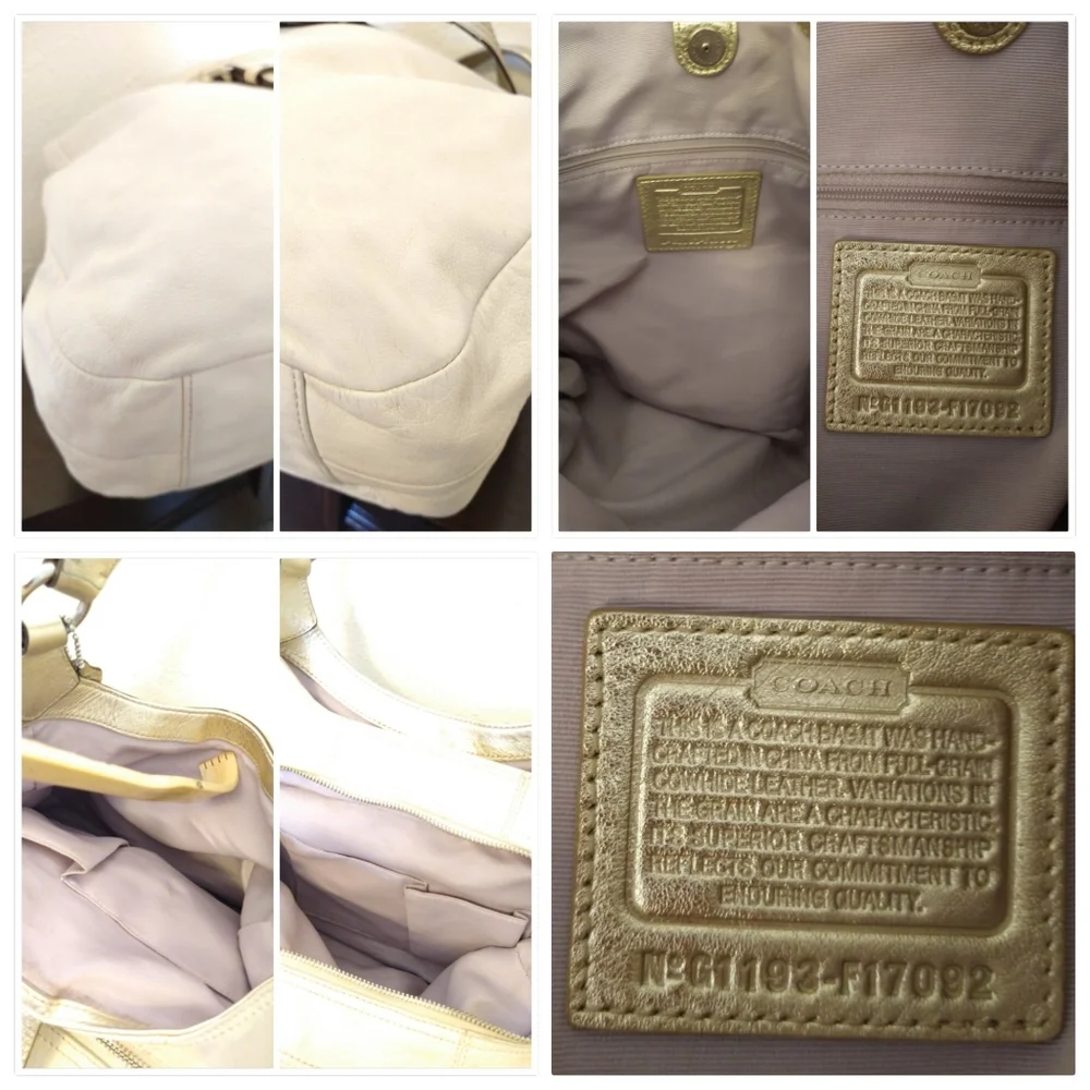 Coach F17092 Soho Ivory White & Gold Leather Hobo Shoulder Bag Purse - Picture 4 of 4